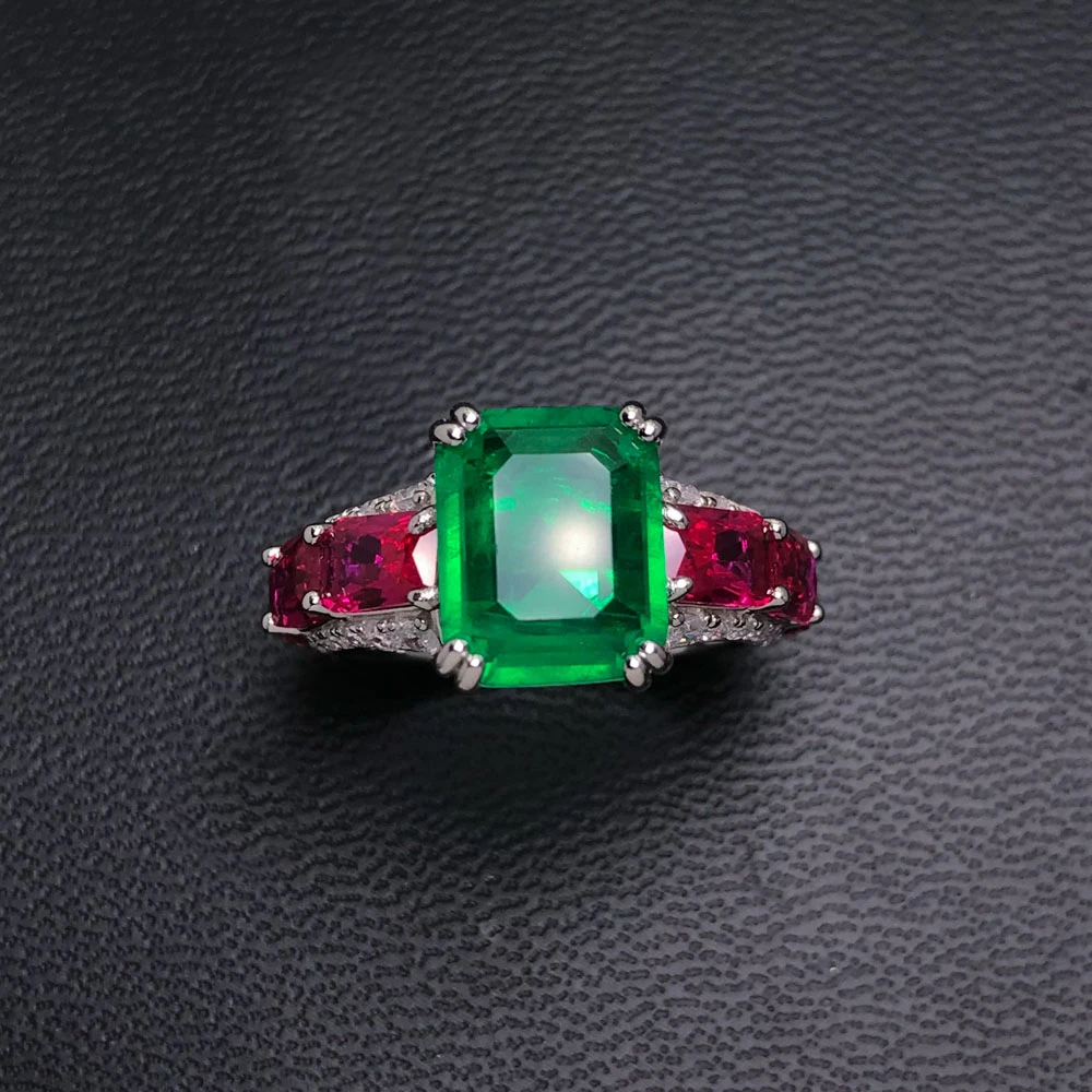 Luxury Created Emerald Ring 925 Sterling Silver Paraiba Zultanite Alexandrite Fine Jewelry for Women Girl Birthday Party Gift