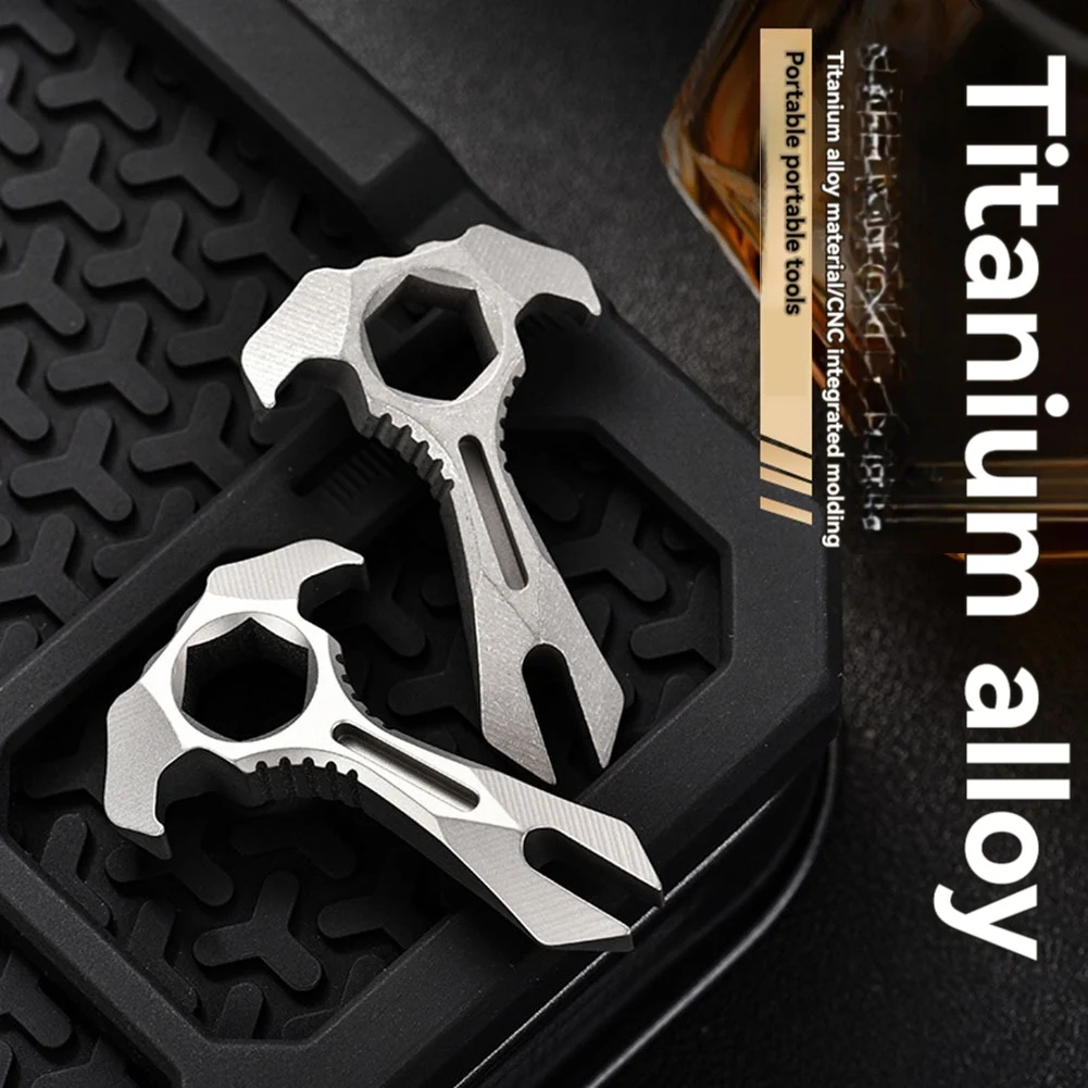 ELBA_Wrench TC4 Crowbar Keychain Open Delivery Gadget Self Sandblast