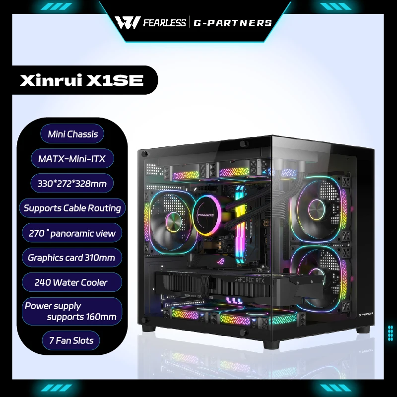 G-PARTNERS Xinrui X1 SE PC Case M-ATX/Mini-ITX sea view room 240 water Cooler Desktop MINI computer Chassis gabinete gamer