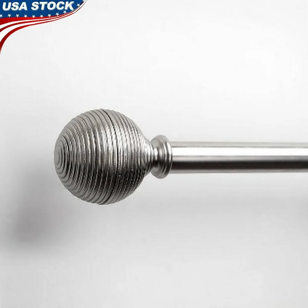 

Adjustable Decorative Curtain Rod Set with Lined Ball Finials Brushed Nickel Metal Telescoping Pole Hardware Included Easy
