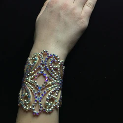 Stonefans Hollow Dance Belly Bangle Bracelet Fashion Jewelry Ballroom Performance Colorful Crystal Bangle Chain for Women Latin