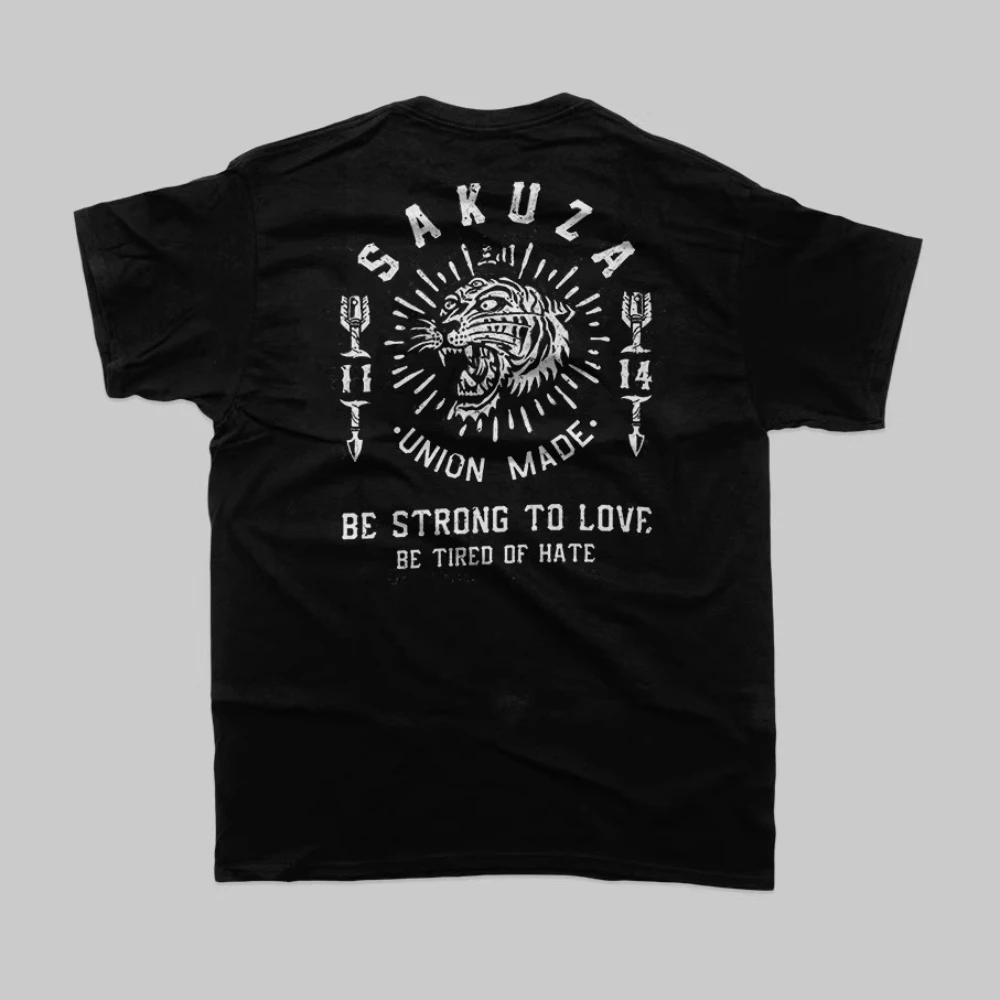 

The new SA Tiger motorcycle tough Guy American retro print short-sleeved men's and women's T-shirts for the summer of 2025 Tee