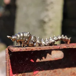 Solid Brass Caterpillar Figurines Miniatures Funny Desktop Ornament Decorations Crafts Prank Insect Toy Gifts Antique Collection