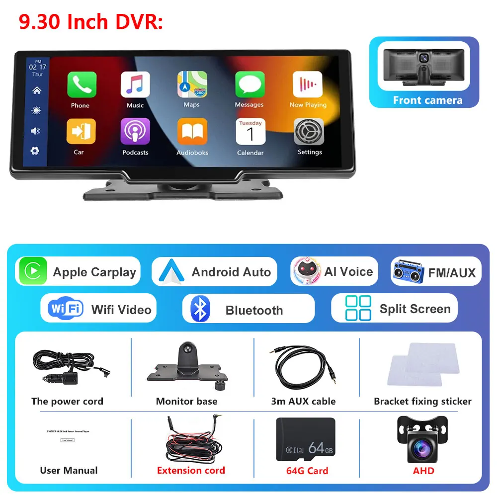 Podofo IPS Screen Wireless Carplay AndroidAuto Portable Smart Player With Voice Control MP5 Multimedia Video Player image 3