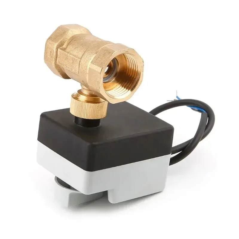 2-Way Motorized Ball Valve with Manual Override, 3-Wire 220V AC Electric Actuator, Brass Body, DN15/DN20/DN25