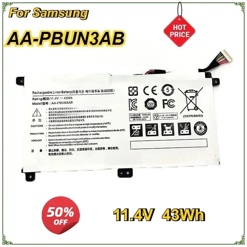 

Новый аккумулятор для ноутбука AA-PBUN3AB для SAMSUNG NP530E5M NP740U5L 8500GM 500R5M 300E4M PBUN3AB 11,4 В 43 Втч Сменный аккумулятор