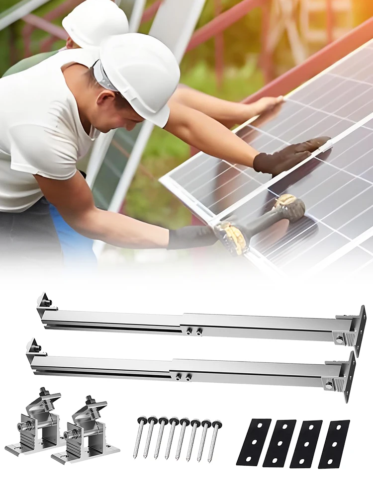 Solar Holder End Clamp Kit Adjustable Solar Panel Mounting Bracket Aluminum Alloy Flat Roof Mount Holder 15-30 Degrees