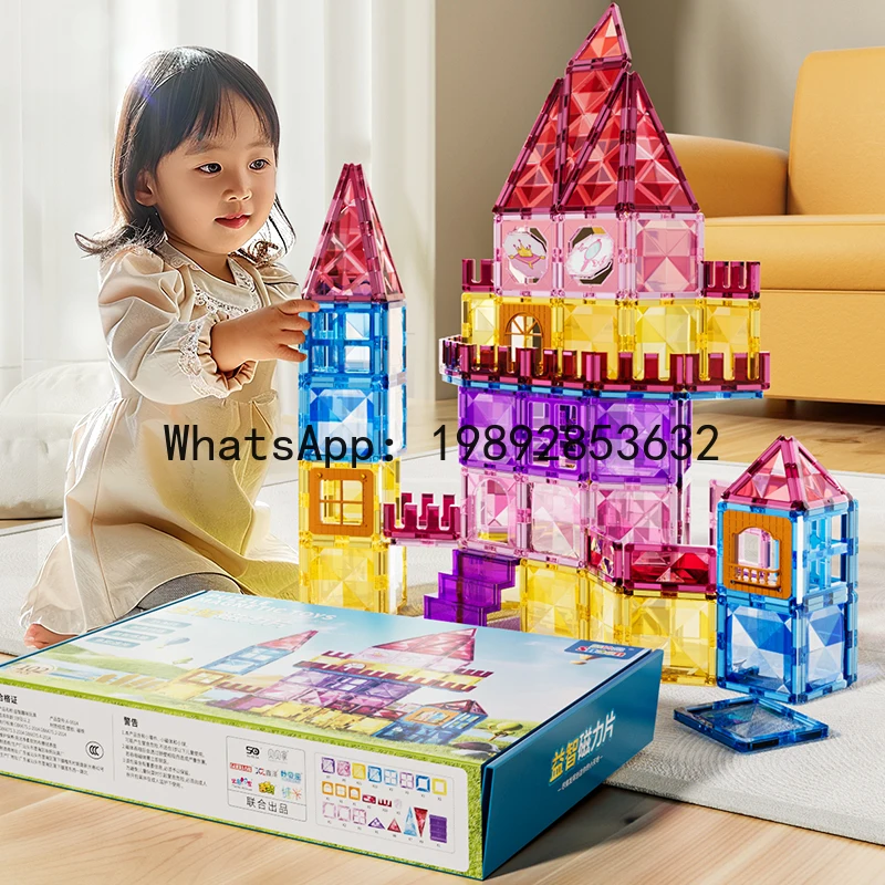 Magnetisch educatief speelgoed voor kinderen Kleurrijke raammontage Bouwstenen Verlichting Magnetische puzzels Kerstcadeau