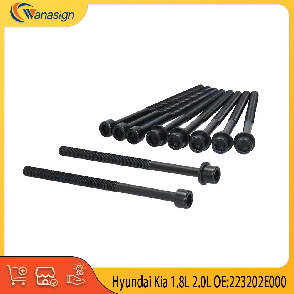 Engine Cylinder Head Bolts Fit For Hyundai Kia 1.8L 2.0L L4 16V GAS DOHC G4NA G4NB G4NC G4ND G4NH G4NE L4NA G4NG F4NA 2009-2024