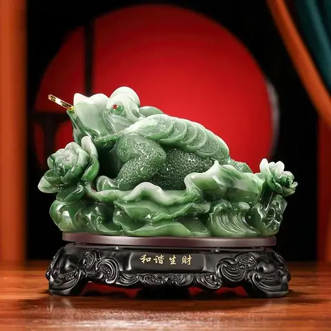 Feng Shui Fortune adorno de sapo dorado sapo de tres patas tienda empresa apertura sala de estar miniaturas