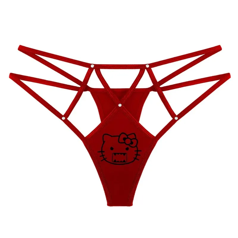 Hello Kitty panties hot stamping seamless breathable ice silk cross hollow thin strip sexy thong women accessories Holiday gifts