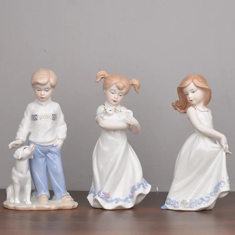 Creative Gifts Ornament Ornament Living Room Partition Ceramic Doll Gift Cute Boy Girl Simple