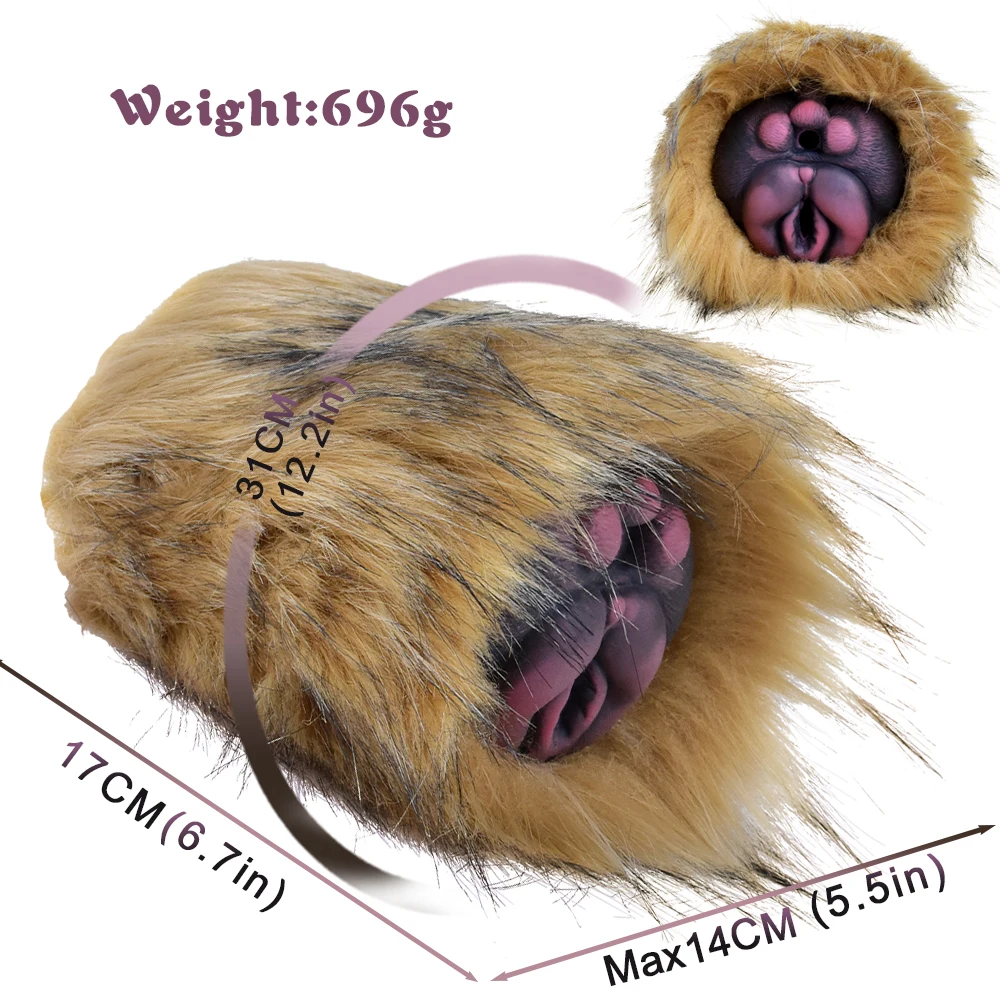 GEEBA Fantasy Male Masturbator With Artificial Animal Fur Double Hole Intimate Open-ended Vagina Anal Sex Toy For Men Masrurbate