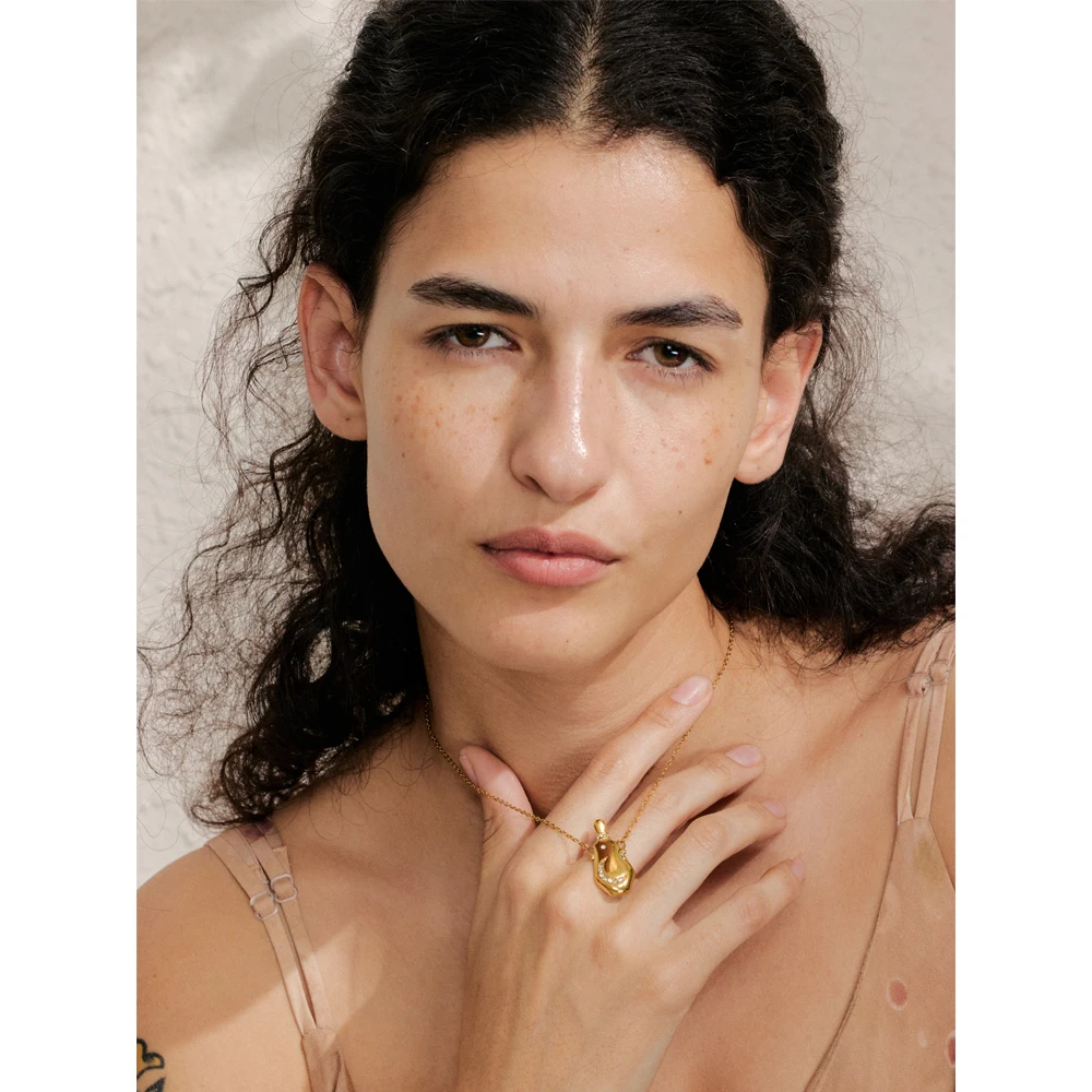 Yhpup الفولاذ المقاوم للصدأ القمر سحر متمنيا غلاية قلادة قلادة يوصي 18K الذهبي PVD مطلي مجوهرات الأزياء الإبداعية #5