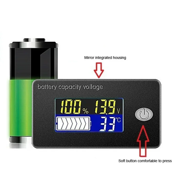 

Digital Voltmeter Tester, Battery Capacity Indicator, Temperature Monitor For 12V 36V 48V 60V 72V Li - Ion, Lifepo4, Lead Acid B