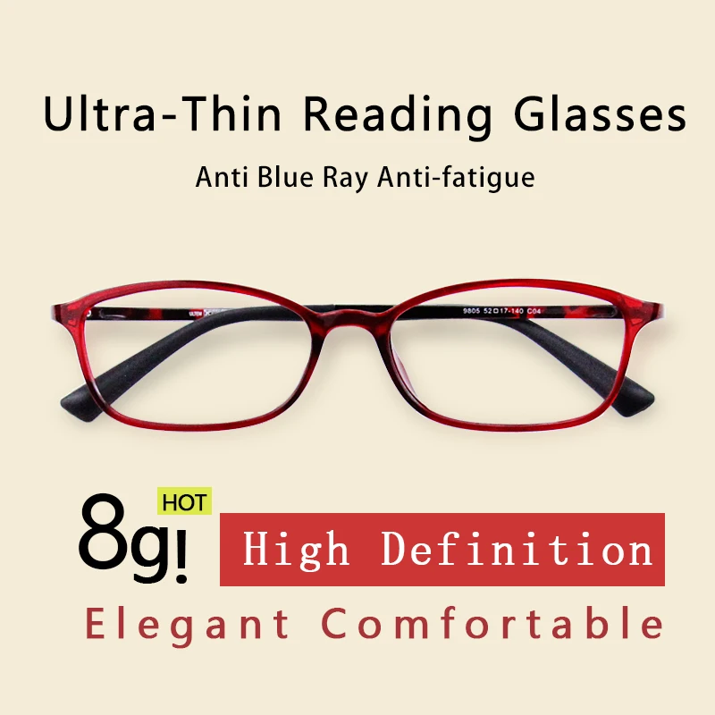 

Superior Extremely Light Reading Glasses Ultra-Thin Blue Light Blocking Hard Resin Lens for Women, Ladies TR90 Frame Lightweight