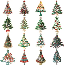 Christmas Festival Rhinestone Star Christmas Tree Brooches Classic Corsage Pins Banquet Party Backpack Gifts Jewelry Accessories