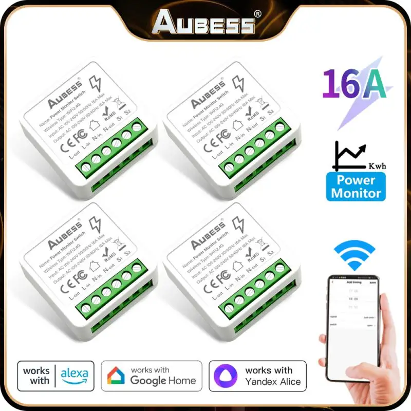 16A Wifi Mini Smart Switch EweLink Tuya With Energy Monitor Support 2-way Control Smart Life Works With Alexa Alice Google Home