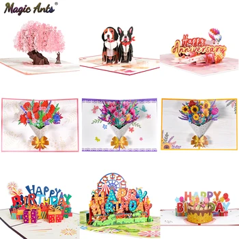 Cartes Pop-Up 3D fleurs carte d'anniversaire cadeaux d'anniversaire carte postale érable cerisier Invitations de mariage cartes de vœux