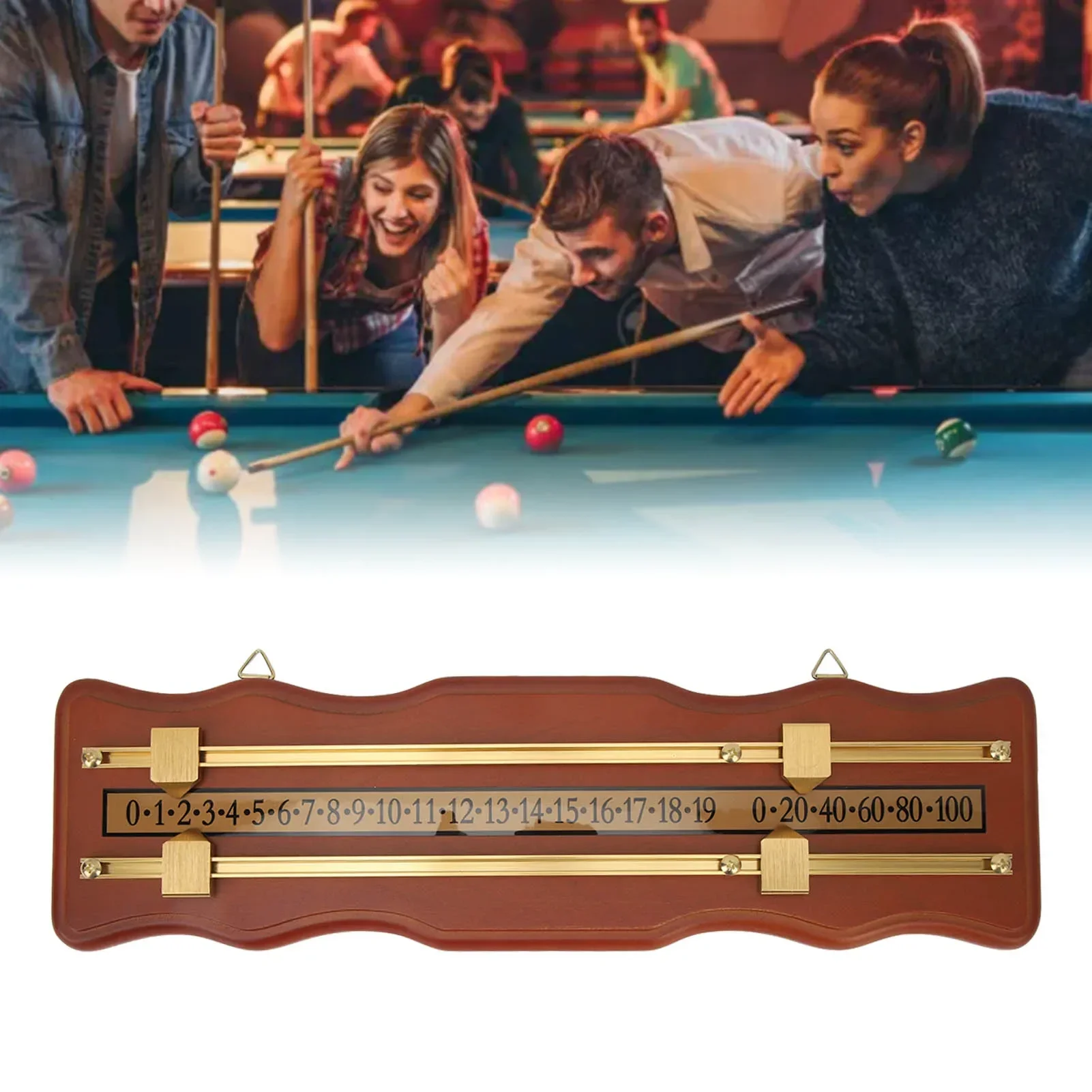 

Billiard Game Scorer 2 Track Wavy Brown Medium Density Fiberboard Billiard Score Board For Home Club Supplies