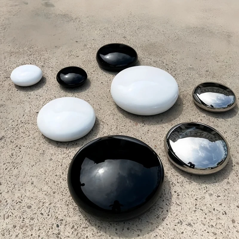 Garden park lawn landscape stainless steel pebble mirror sculptures, large sculptures, outdoor furniture, sculptures BB382WW