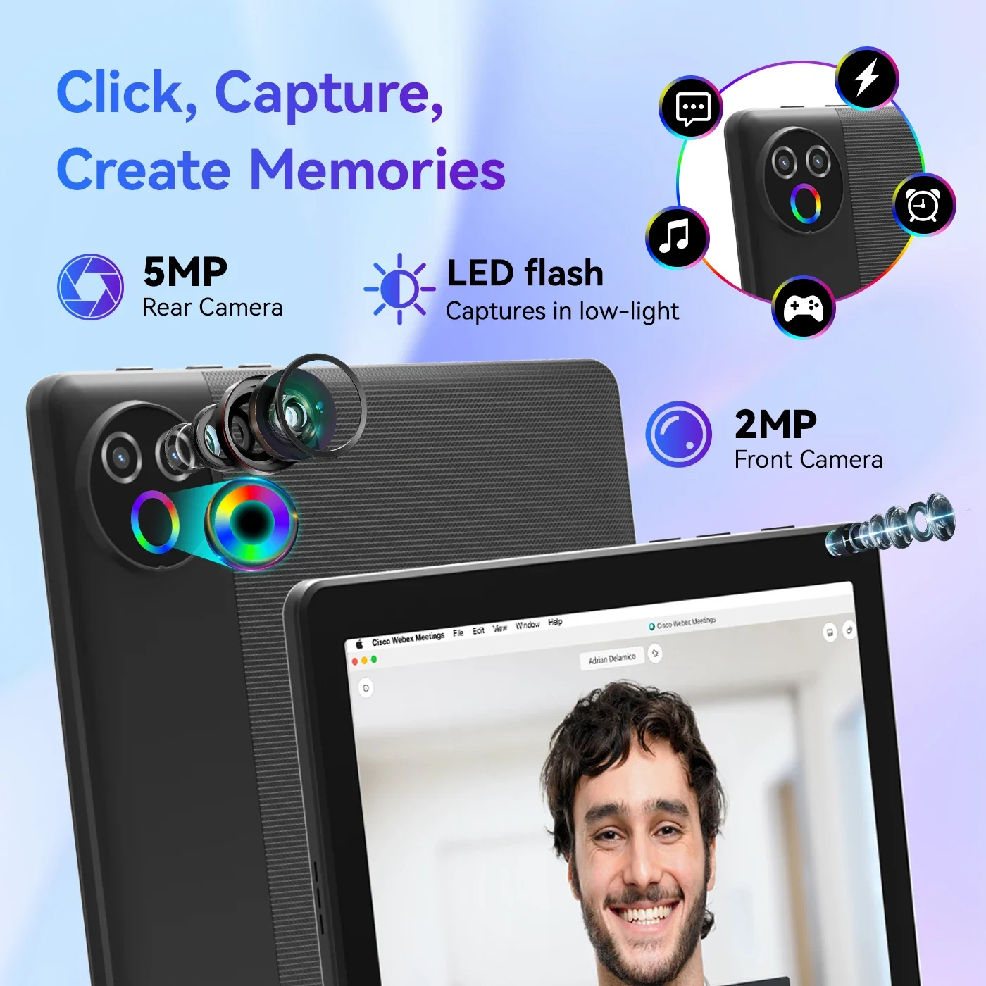 URAO Android 15 Tablet 10.1 Inch 20GB RAM 64GB ROM 5-core Dual Camera Tablets PC Set Keyboard/Case/Mouse/Stylus/Headphone