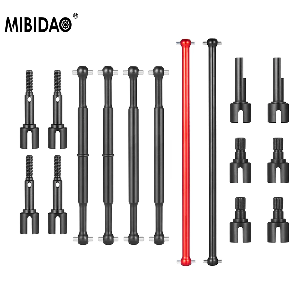 MIBIDAO Metal Front And Rear Axle CVD Drive Cup Central Drive Shaft Propeller Joint Set for 1/10 Tamiya HotShot 58391 4WD Parts