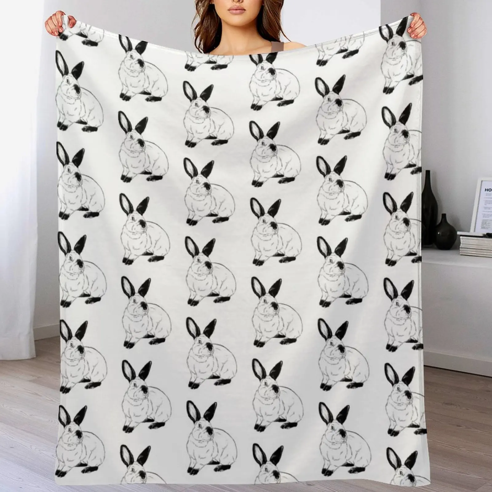 Californian rabbit Throw Blanket Spring Fall Cozy Throw Blanket for Couch