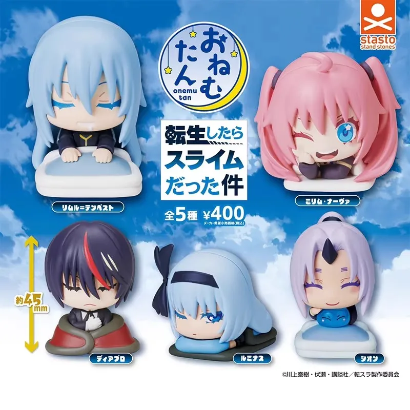 

Stasto Original 5Pcs Gashapon おねむたん That Time I Got Reincarnated as a Slime Anime Figure Toys For Kids Gift Collectible Mode