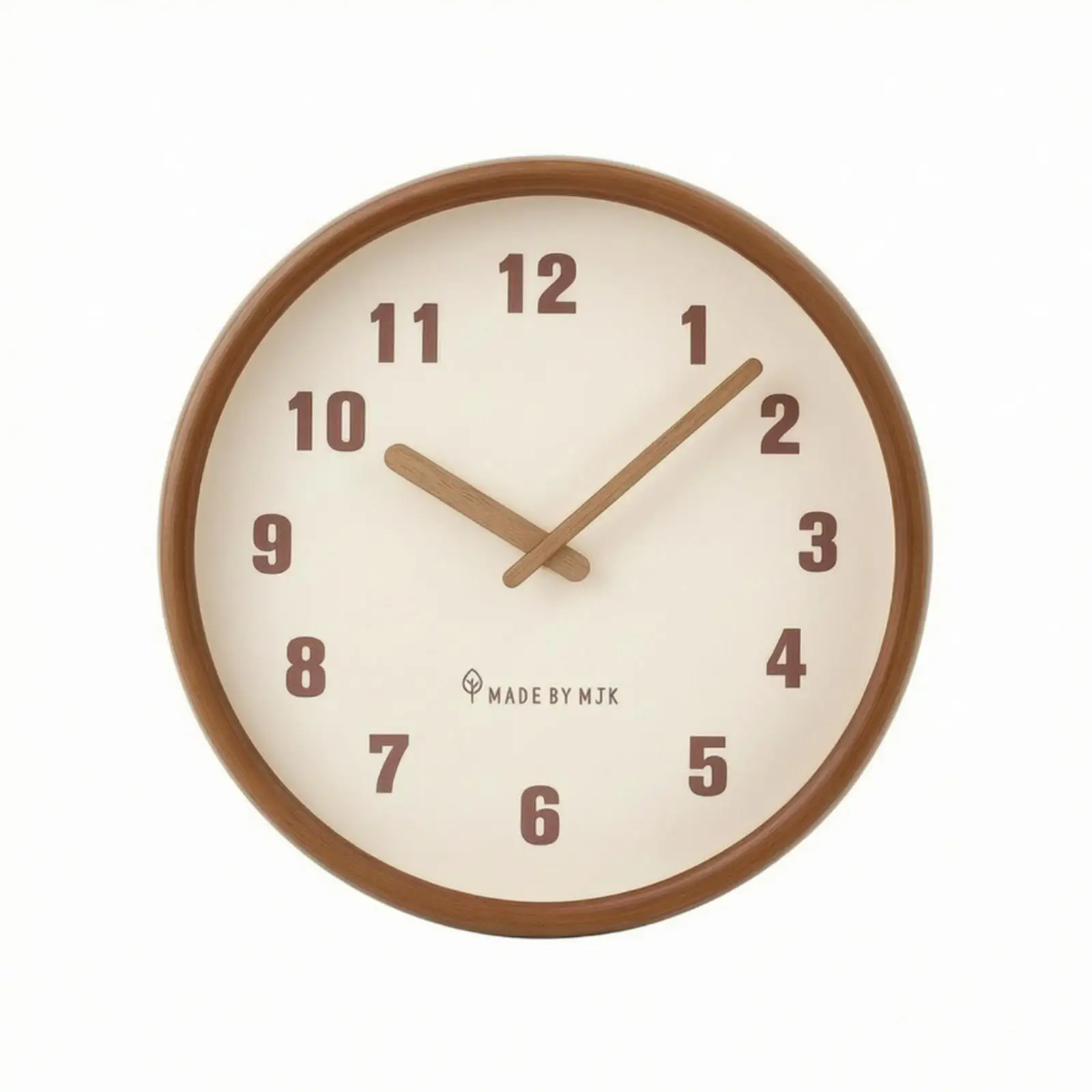 Analog Wall Clock with Woodgrain Frame | digital, Round Wall Clock, for Living Room