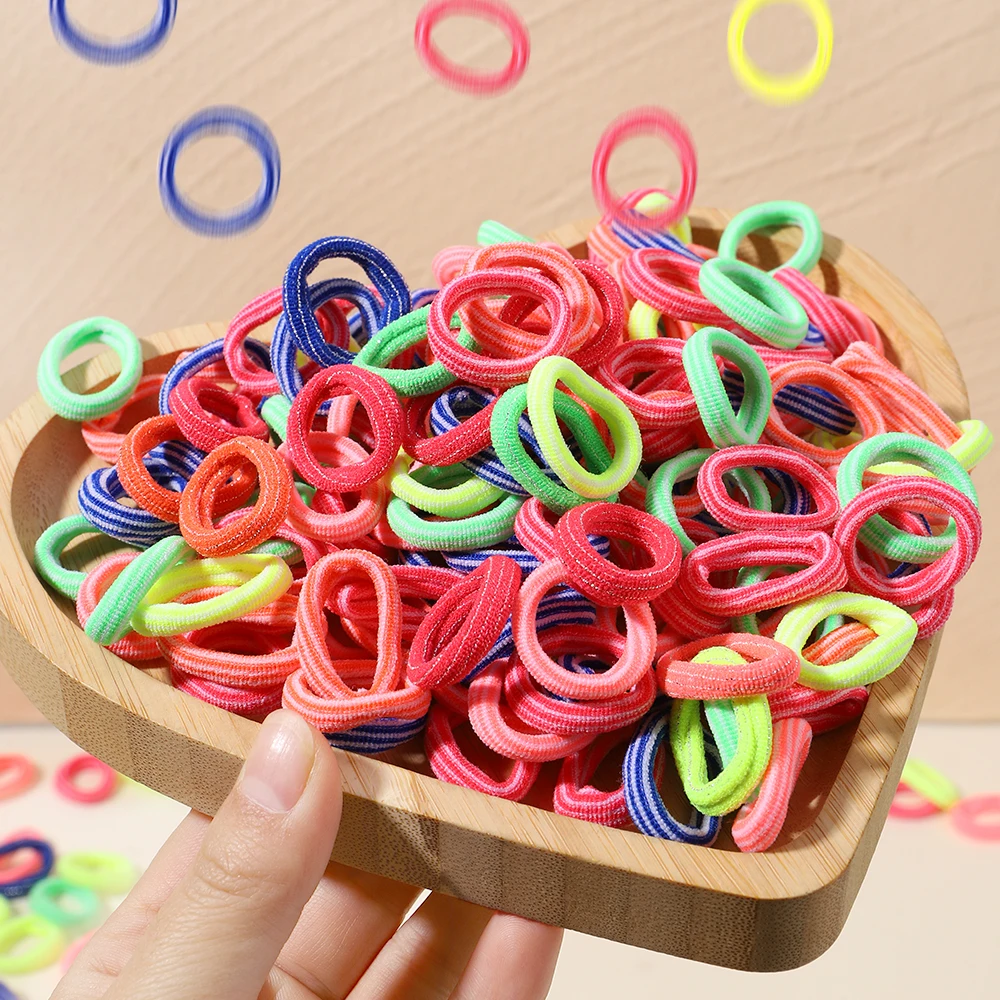 Cinta elástica pequeña para el pelo para niña y niño, diadema colorida con Coleta, accesorios para el cabello, 20/50 piezas