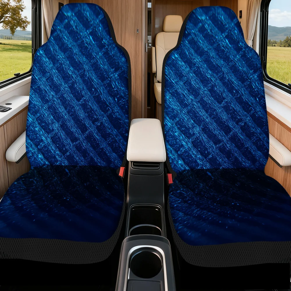 2pcs Dark Abstract Geometric 2D Flat Print Front Covers | Polyester Fiber, Machine Washable, Universal Fit, Enhances Car Interio