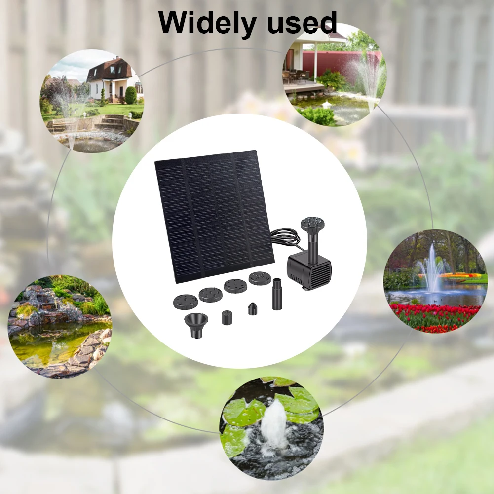 Solar Fountain Pond Pump Kit with Nozzles Solar Powered Fountain Water Pump Solar Water Pump Kit for BirdBath Garden Small Pond