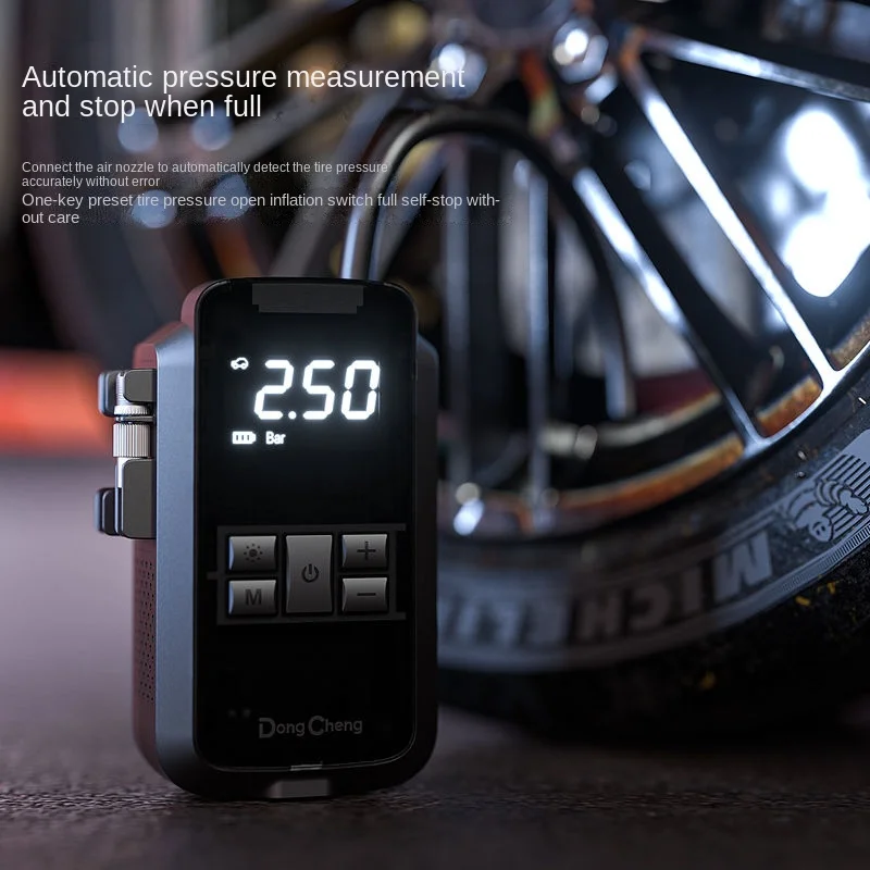 Dongcheng portable car air pump, powerful electric tire inflator for sedans