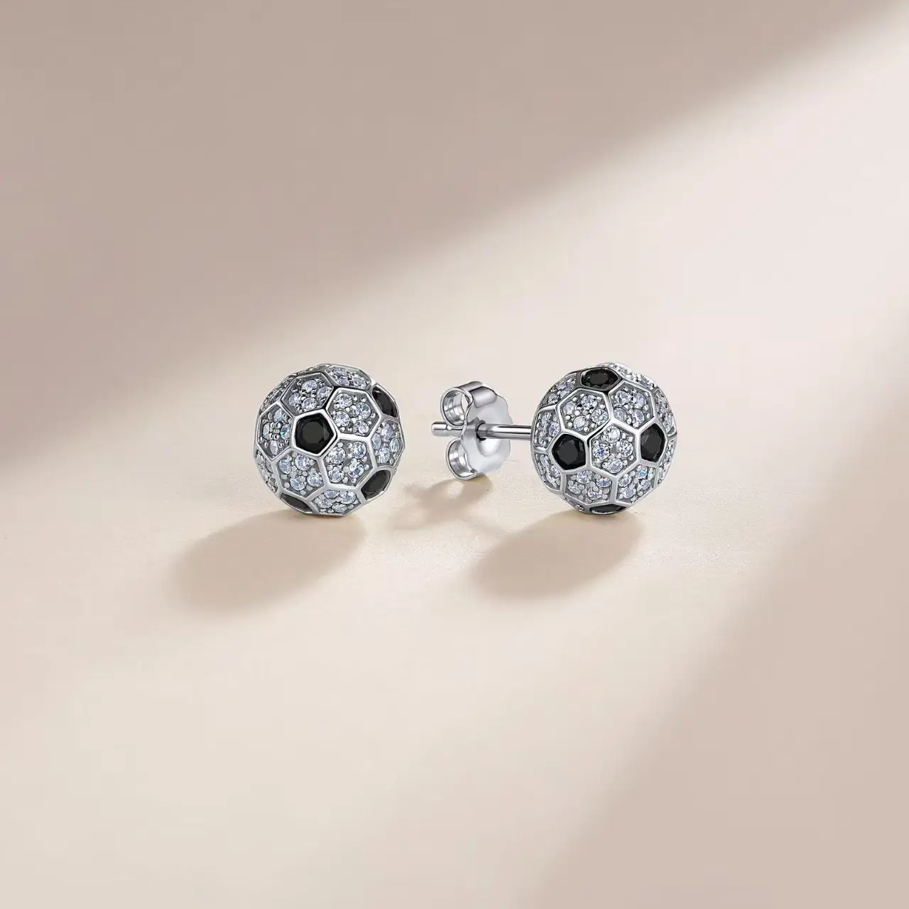 S925 Silver Plated 18K Gold Moissanite Diamond Football Earrings 1.2ct