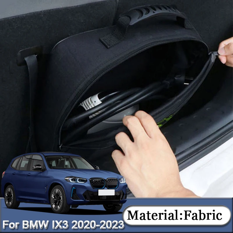 

For BMW IX3 2020-2023 Car Charging Cable Storage Bag Charger Plugs EV Sockets Equipment Organizer Bag Waterproof Auto Accessory