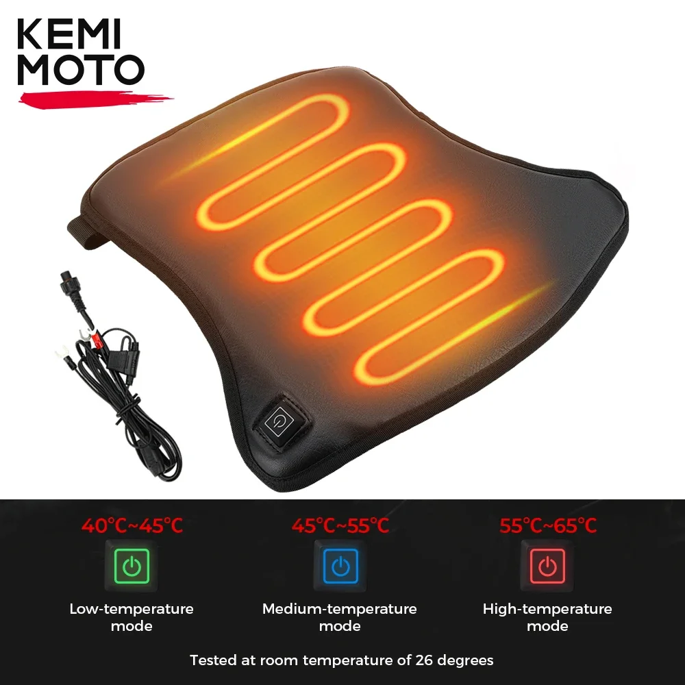 KEMIMOTO 12V Heated Seat Cushion Universal For Motorcycle ATV Electric Heating Warmer Seat Pad For Versys 650 For R1250GS NC750X