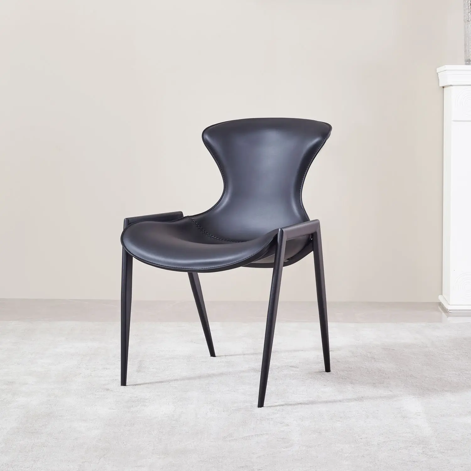 

Italian Minimalist Saddle Leather Dining Chair Home Backrest Chair Hotel Restaurant Leather Chair Nordic Designer Chair