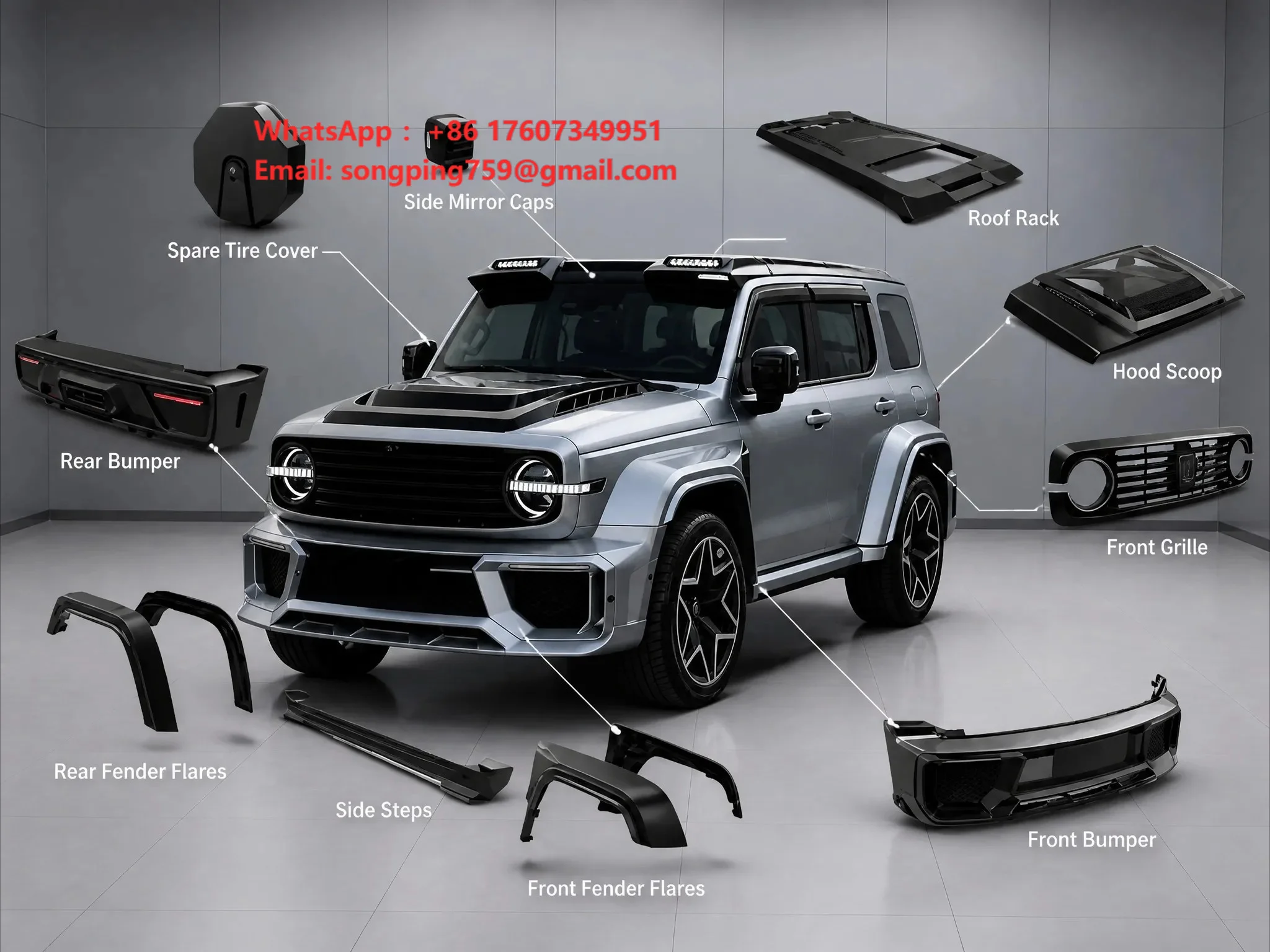 Mars City Widebody Kit TANK 300 Accessories Full Set Bumper Hood Fender Grille Spare Tire Cover No Drill
