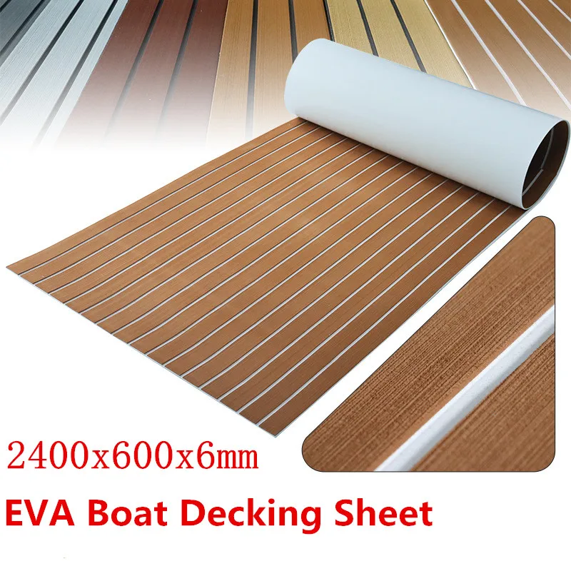 Marine Flooring Faux Teak Self-Adhesive EVA Foam Boat Decking Sheet Floor Mat Carpet 2400X600x6mm/2400x450x6mm/2400x57x6mm