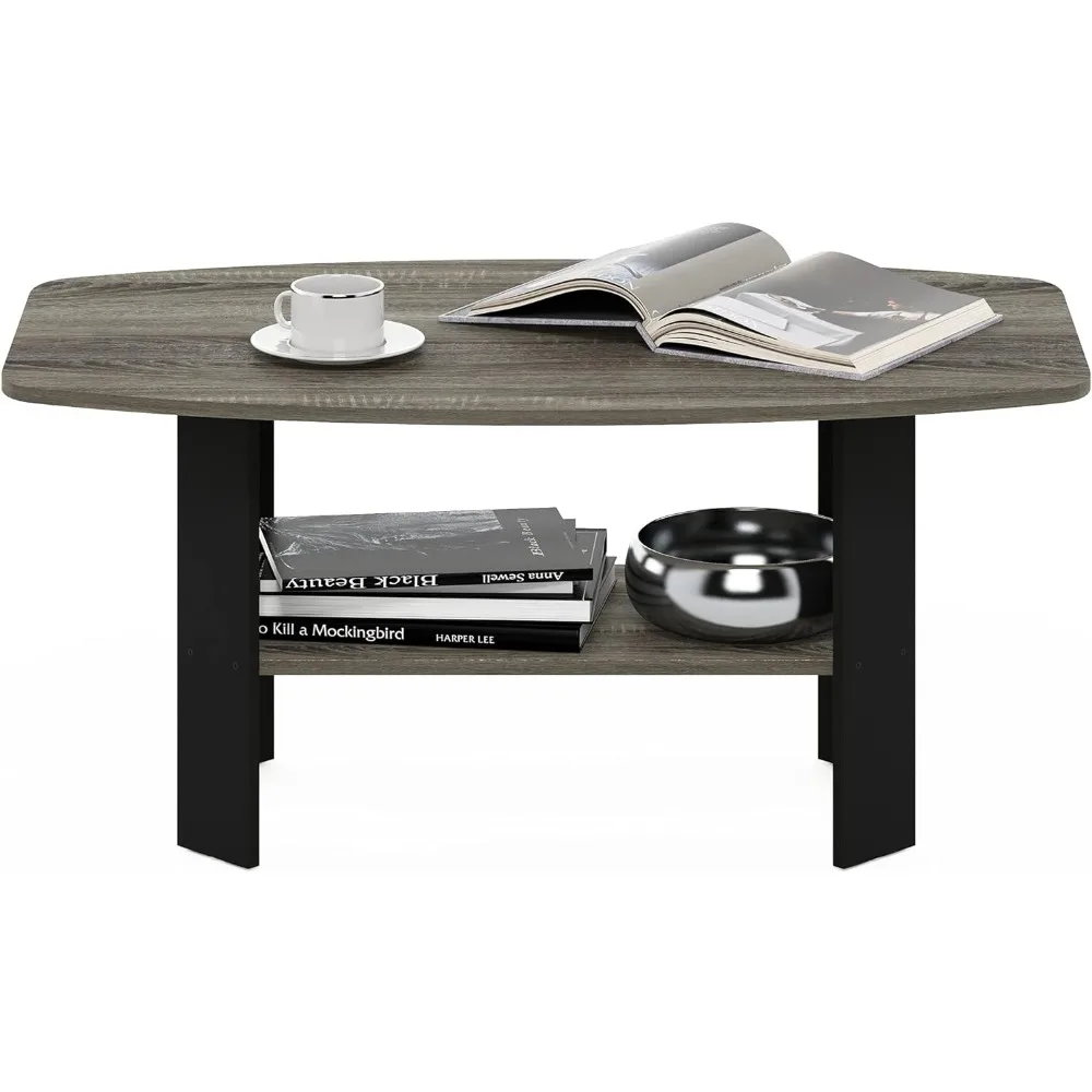 Table basse au design simple, chêne français gris/noir