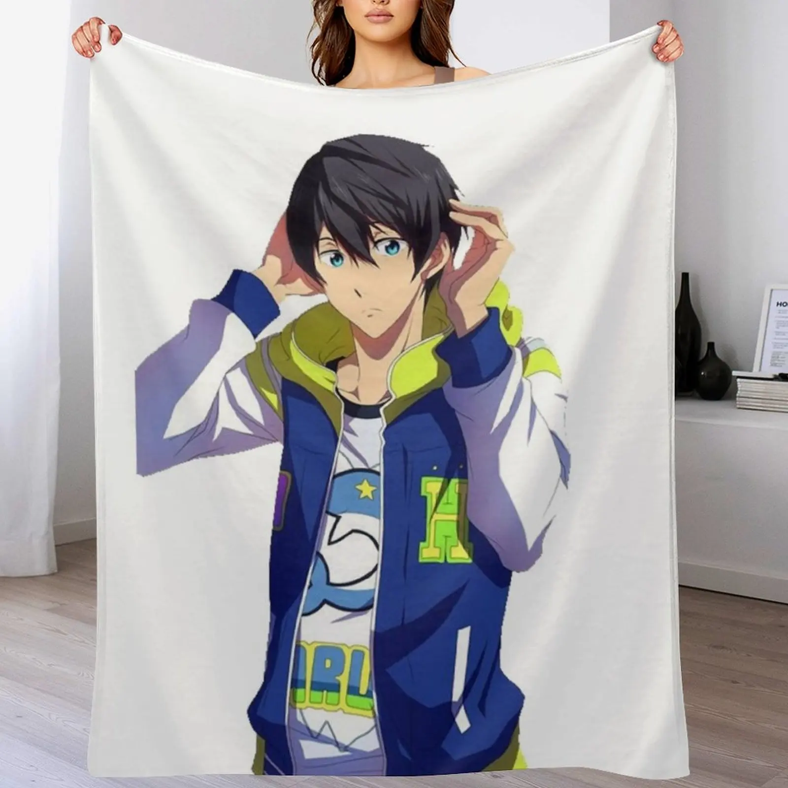 

Haruka Nanase Throw Blanket Decorative Beds Beach Bed Single Blankets