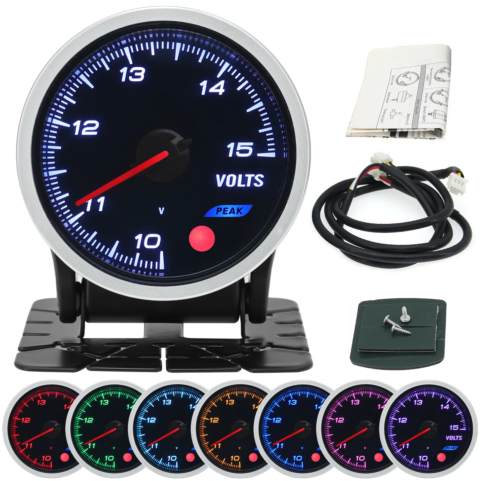 

8 Colors Backlight 52mm Water Temp Tachometer With Sensor Volt Meter Fuel Press Boost BAR PSI EXT Oil Temp Air Fuel Ratio Gauge
