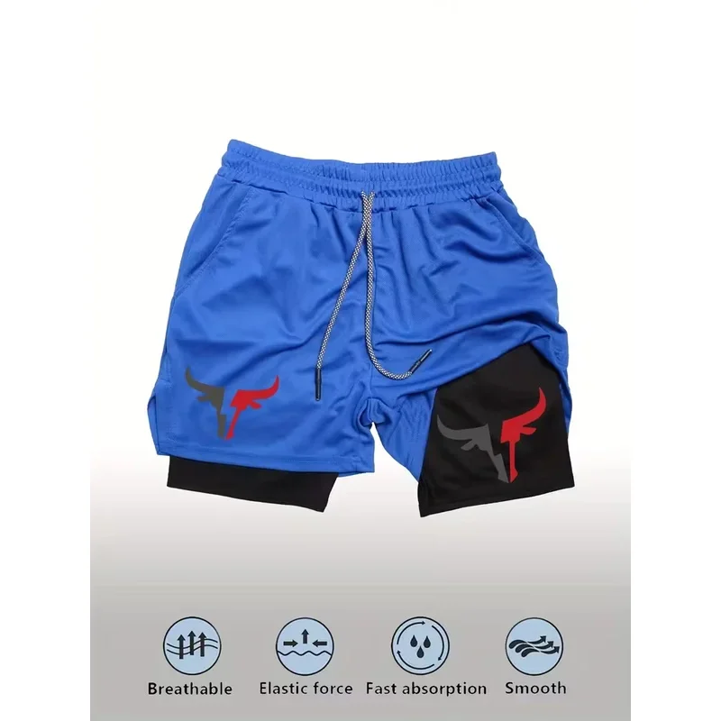 

Men's sports shorts, all-season sportswear, 2-in-1 double-layer tight shorts, sports shorts
