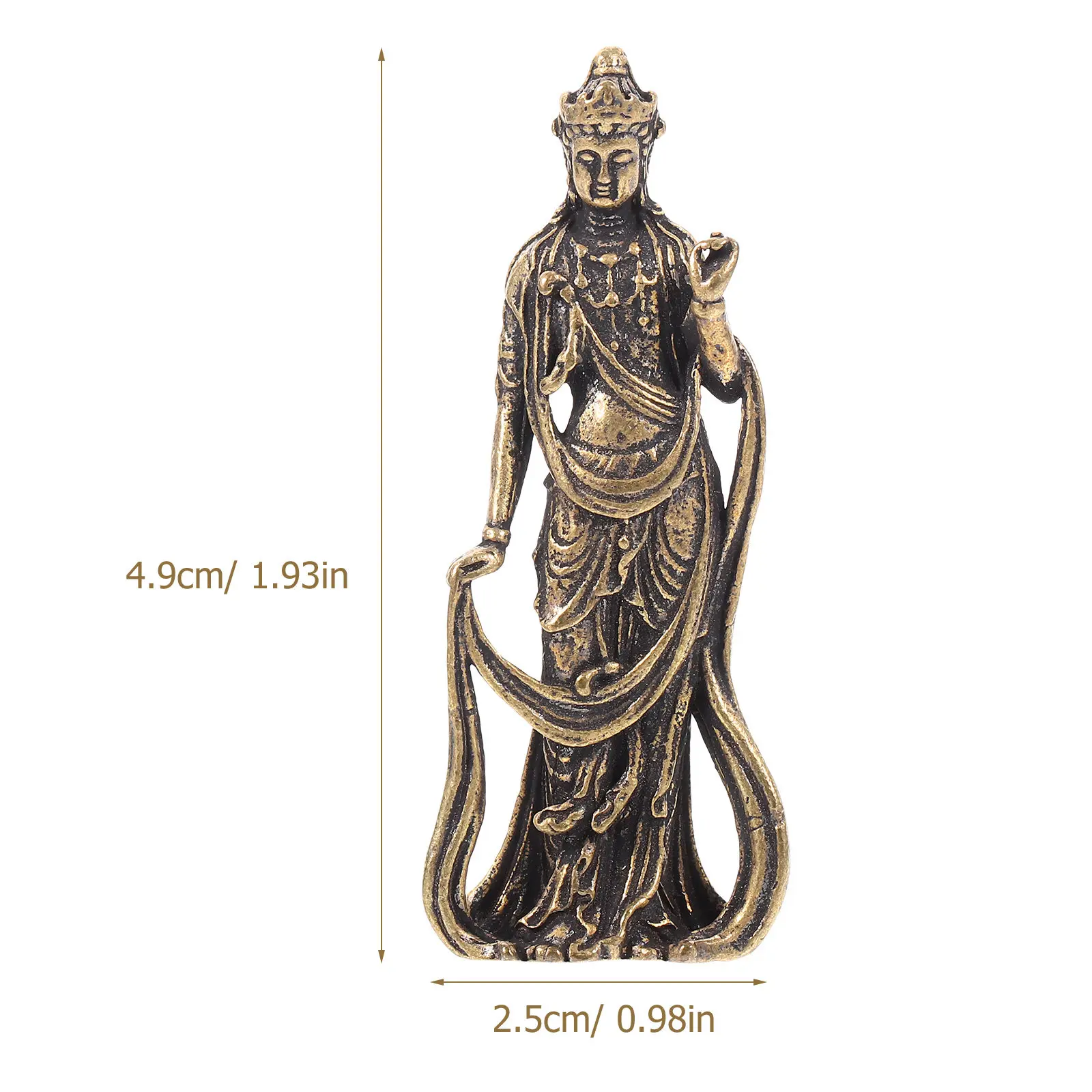 Fine Detail Brass Bodhisattva Statue Elegant Desktop Ornament for Home Office Decor Fengshui Interior Design Creative Religious