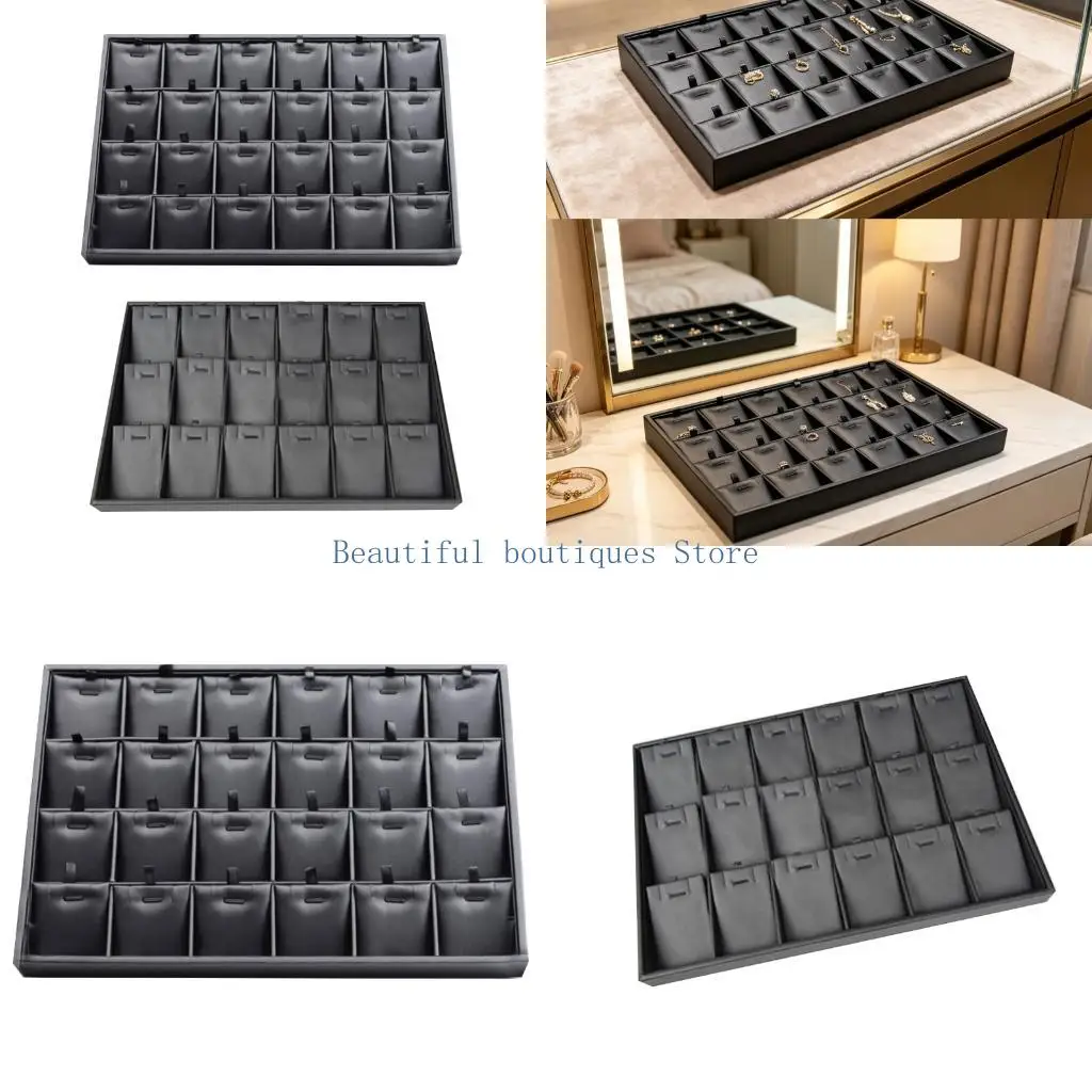 

U4LF Compact Leather Jewelry Storage Tray For Earrings Bracelets Necklaces