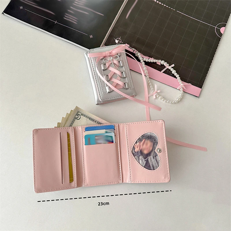 New Fashion Y2K Silver Sweet Wallets Women Strap-On Korean Style Cute Wallet Designer Original Ballet Style Girl Cute Coin Purse