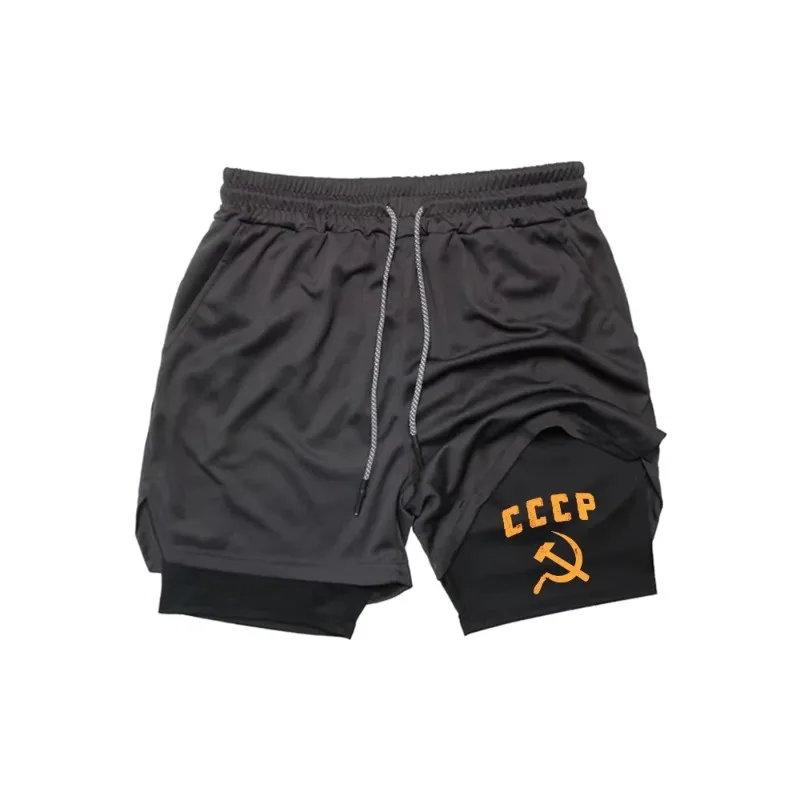 

Men Running Shorts 2-In-1 Double-deck Sport Quick Drying Sportswear Gym Fitness Summer Pants Training Jogging Clothing Tight Fit