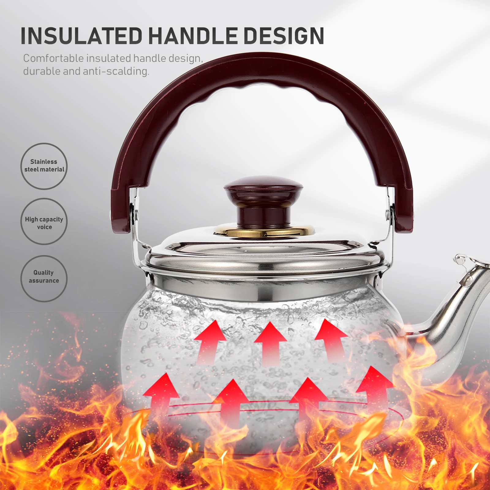 

Stainless Steel Kettle Large Capacity Water Boiler for Office Stovetop Tea Pot Gas Hob Whistle Safe Premium Material
