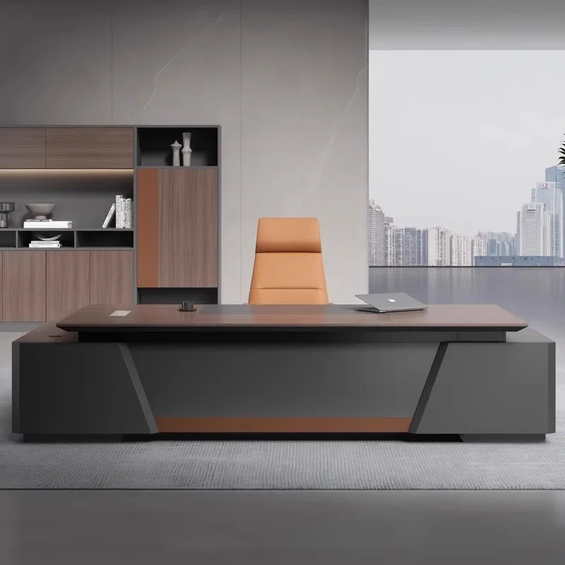 Boss Desk Chairperson's Desk President's  Head  Manager Office Desk and Chair Combination